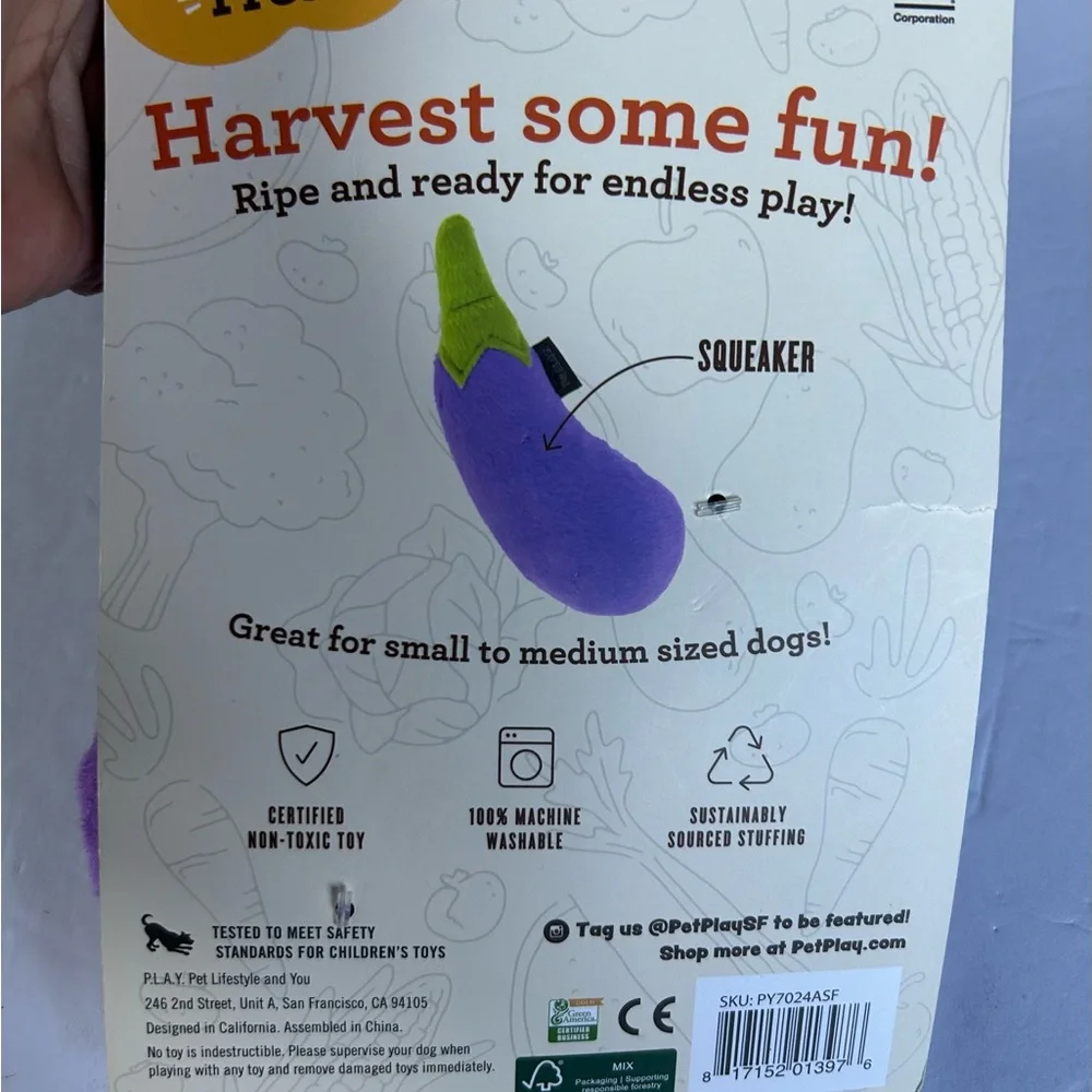 New watermelon eggplant squeaky crinkle dog toys